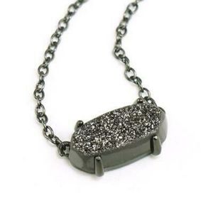 Ever Gunmetal Pendant Necklace in Black Drusy